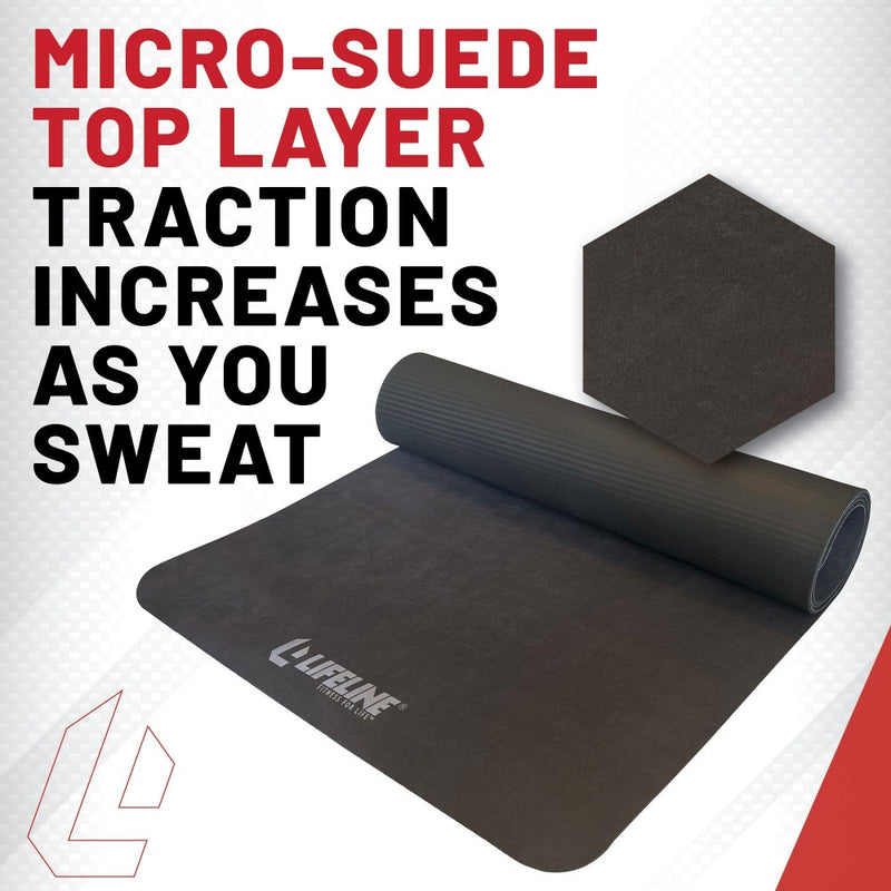 Premium Suede Yoga Mat from Lifeline Fitness for Exercise Mat and Yoga Blocks, compared to Hugger Mugger in Black. 