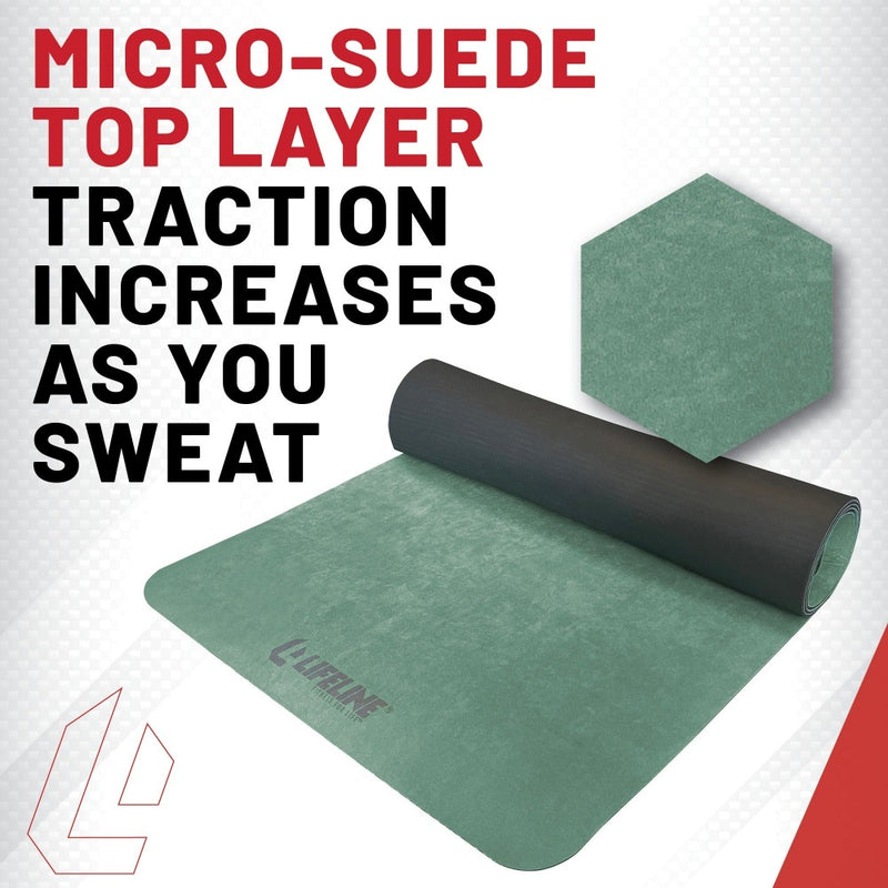 Premium Suede Yoga Mat from Lifeline Fitness for Exercise Mat and Yoga Blocks, compared to Hugger Mugger in Sage. 