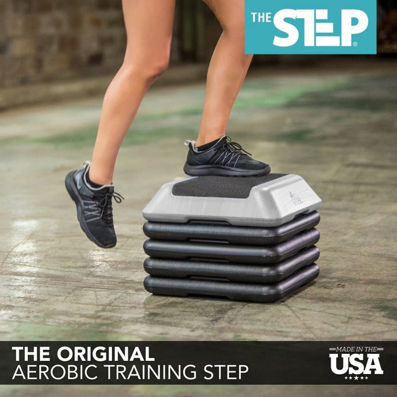 The Step High Step Platform With Four Riser from Lifeline Fitness for Steppers for Exercise at Home and Mini Stepper, in Grey compared to Perform Fitness. 