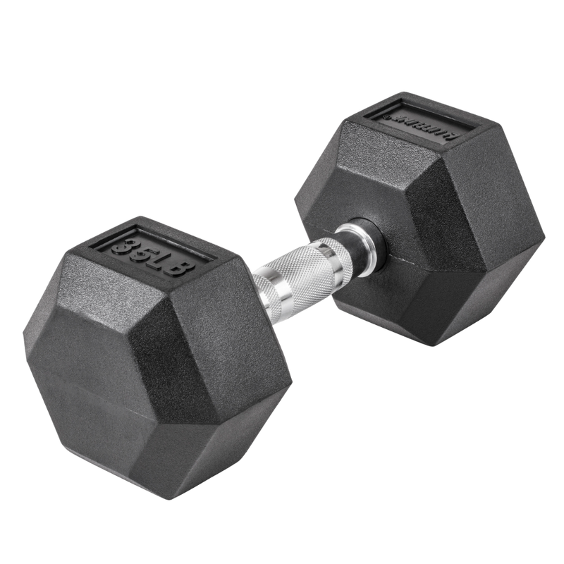 The Hex Rubber Dumbbells from Lifeline Fitness for Fitness and Hammer Dumbbell Curl, compared to REP Fitness. 