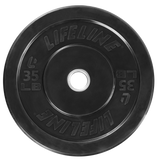 The Rubber Olympic Bumper Plates from Lifeline Fitness for Home Gym and Weight Lifting Weights compared to Rogue Fitness. 