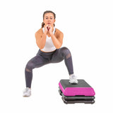 The Step Club Size Platform With Two Freestyle Risers and Two Original Risers from Lifeline Fitness for Steppers for Exercise at Home and Mini Stepper, in Pink compared to Perform Fitness. 