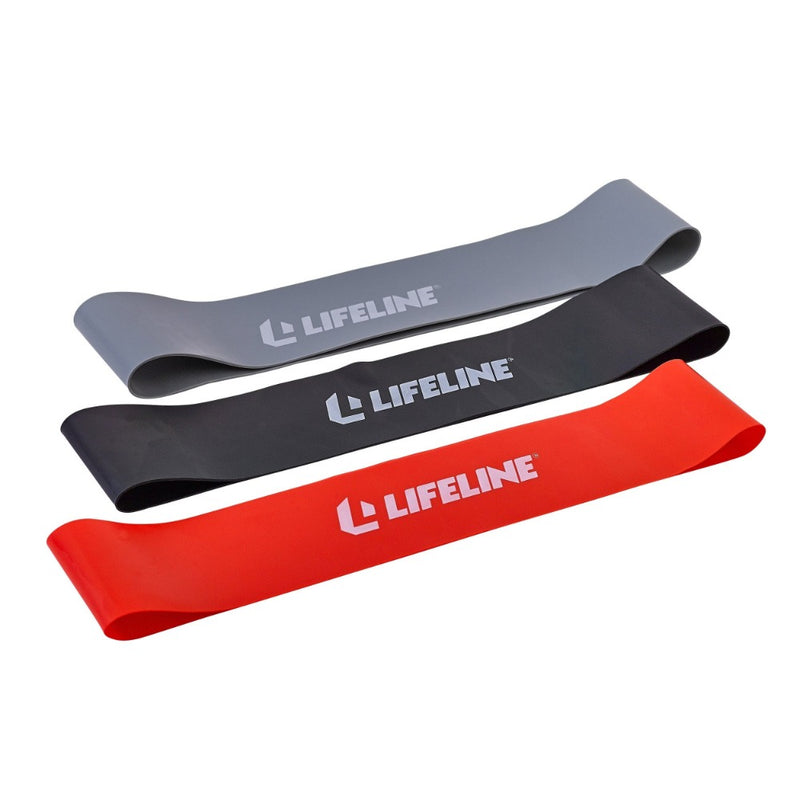 The Flat Band Loops Kit-Levels 1,2,3 from Lifeline Fitness for Resistence Bands for Gym Equipment.  