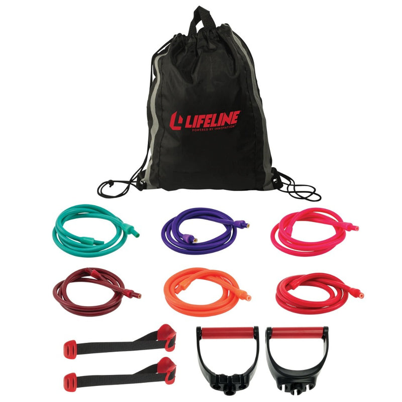The Pro Resistance Training Kit from Lifeline Fitness for Resistive Bands for Home Gym Equipment. 