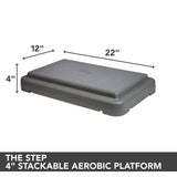 The Step 4” Stackable Aerobic Step from Lifeline Fitness for High Step and Home, in Grey compared to Elivate Fitness. 