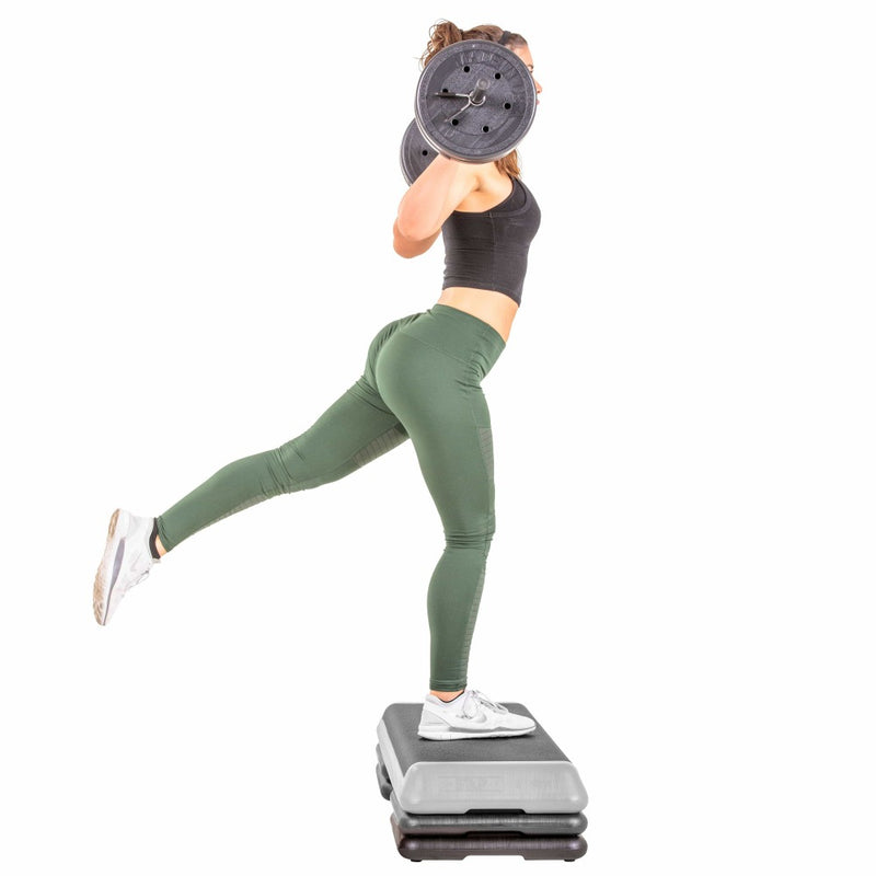The Step Club Step The Step Club Size Platform With Two (2) Freestyle Risers and Two (2) Original Risers - Grey