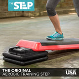 The Step Health Club Size Step Up Platform from Lifeline Fitness for Steppers for Exercise at Home and Mini Stepper, in Red compared to Perform Fitness. 