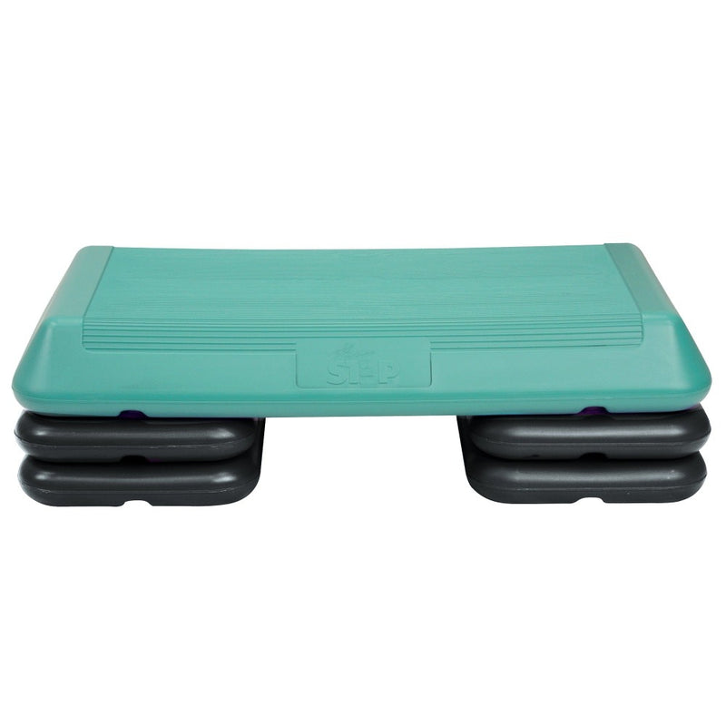 The Step Circuit Size Platform with Four Freestyle Risers from Lifeline Fitness for Fitness and Home Gym, in Teal. 