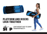 The Step 31” Circuit Size Platform from Lifeline Fitness for Step and Home in Blue compared to Total Fitness. 