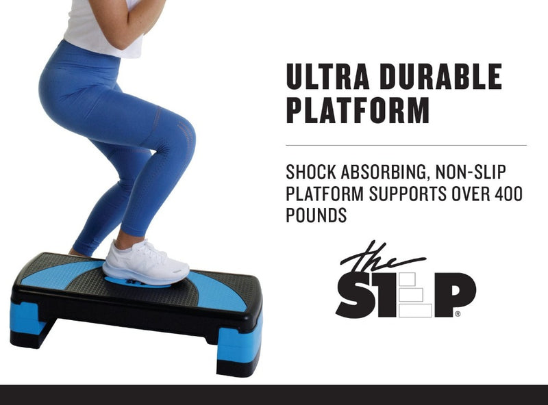 The Step 31” Circuit Size Platform from Lifeline Fitness for Steppers for Exercise at Home and Mini Stepper, in Blue compared to Perform Fitness. 